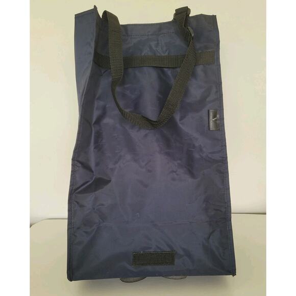 Vincenzo Valentino Shopping Bucket Bag On Wheels Nylon Foldable Navy Blue XL - Picture 2 of 10